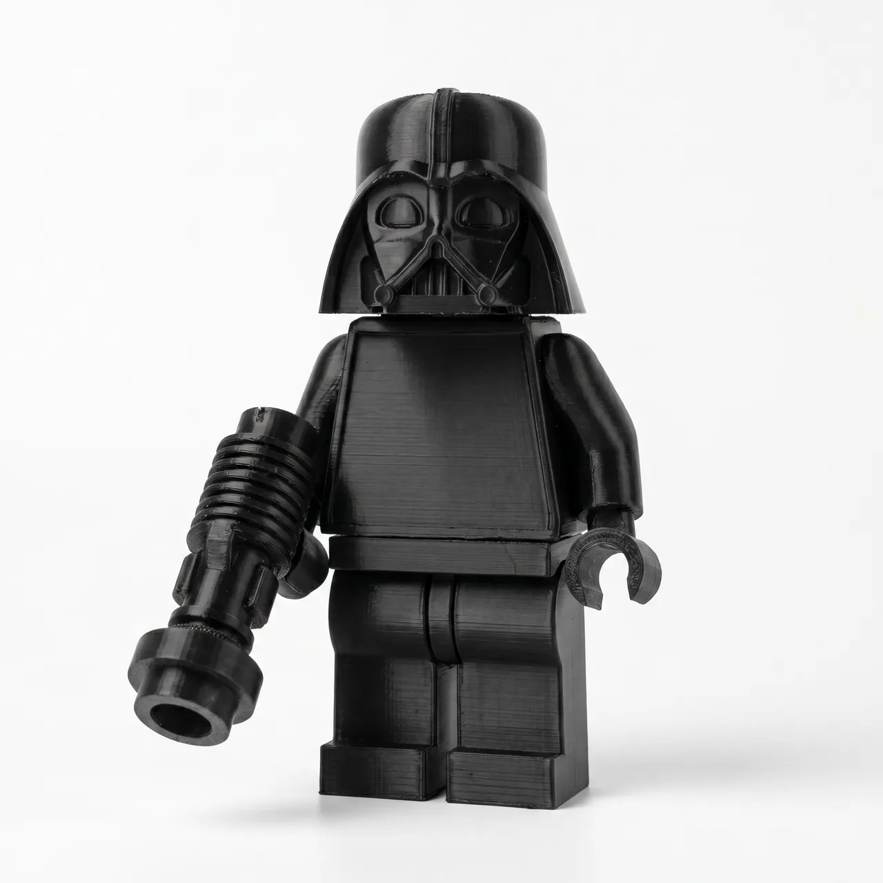 3D-printed blocky character figure